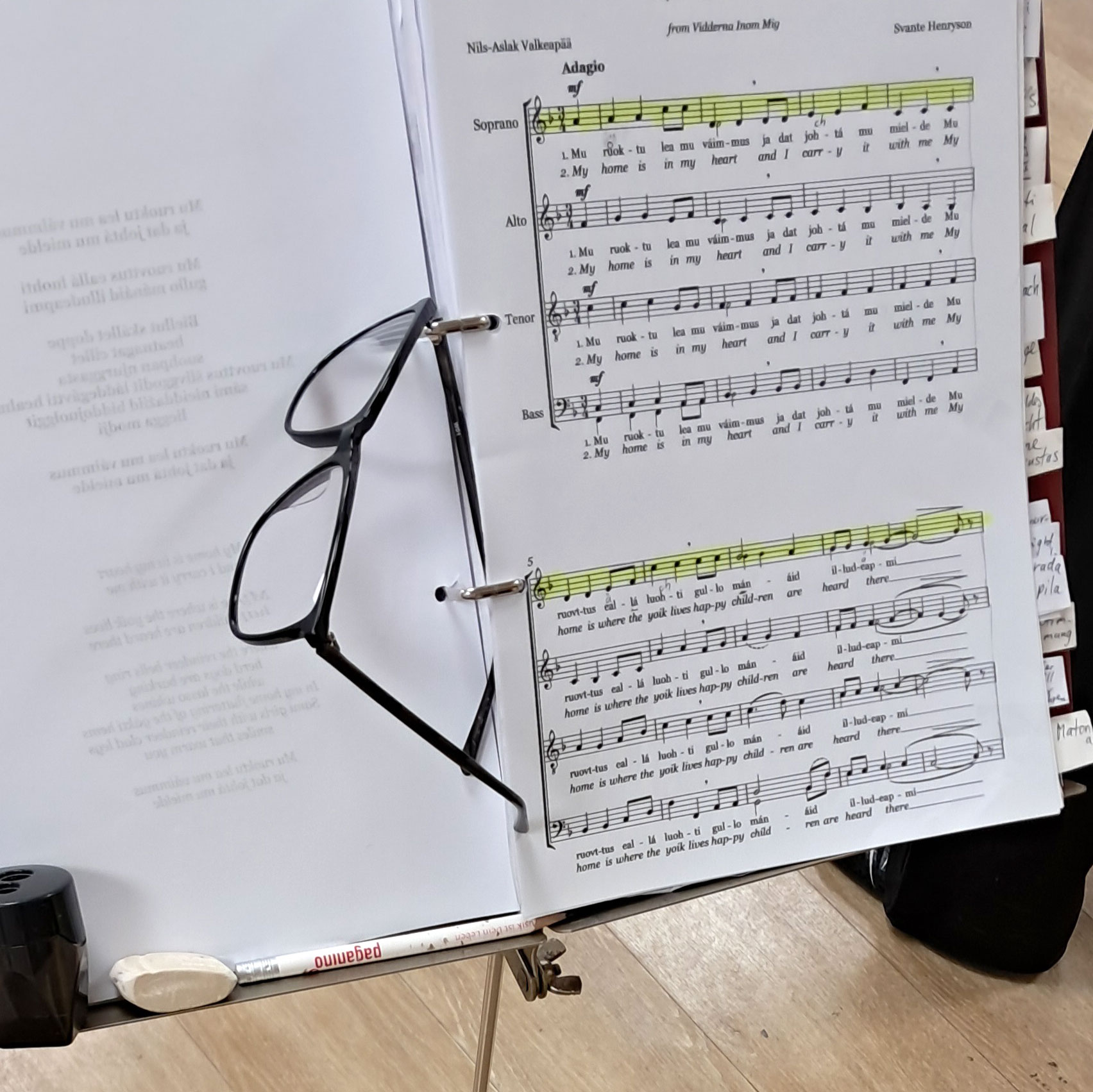 Brille und Noten